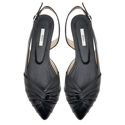 Siyah Nodo Kadın Deri Babet