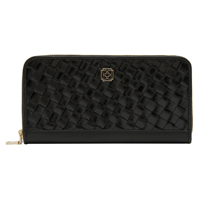 Siyah Örgü Deri Kadın Cüzdan