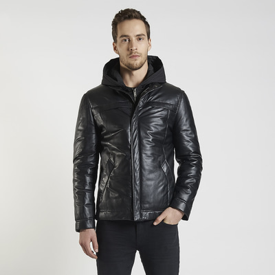 Siyah Patrick Erkek Deri Mont