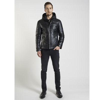 Siyah Patrick Erkek Deri Mont