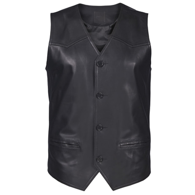 Siyah Pedro Erkek Deri Yelek