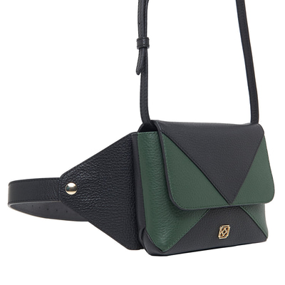 Siyah Rose Kadın Deri Bel Çantası