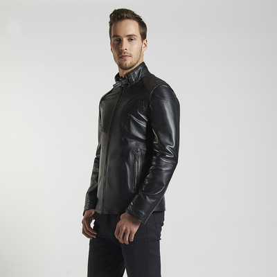 Siyah Tiago Erkek Deri Ceket