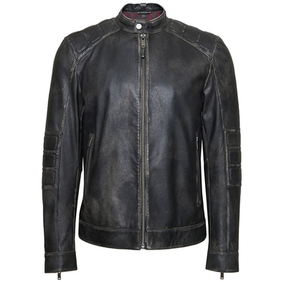 Siyah Toore Erkek Vintage Deri Mont