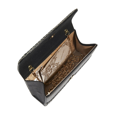 Siyah Zincir Detaylı Kadın Gece Çantası