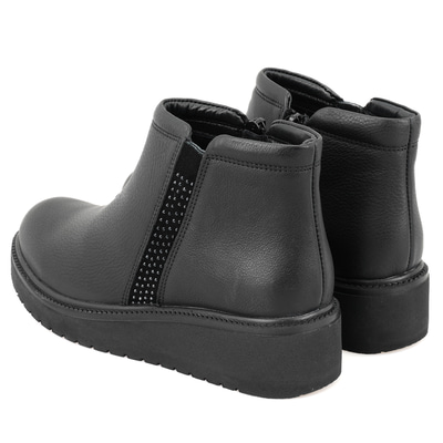 Stella Siyah Kadın Fermuarlı Deri Bot