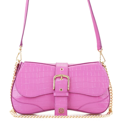 Stengel Pembe Kadın Kroko Baskılı Deri Omuz Çantası