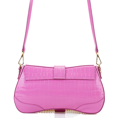Stengel Pembe Kadın Kroko Baskılı Deri Omuz Çantası