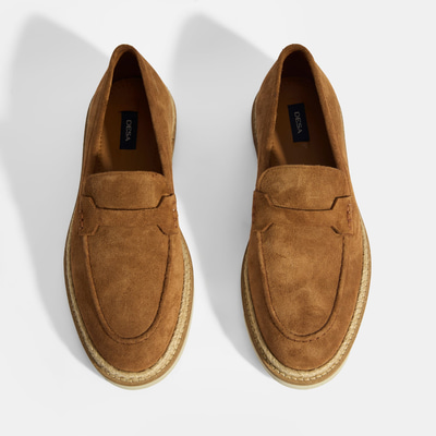 Taba Erkek Örgü Detaylı Süet Loafer