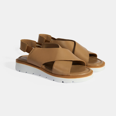 Taba Kadın Lastik Bantlı Deri Sandalet