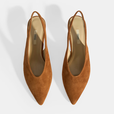 Taba Kadın Süet Slingback Topuklu Ayakkabı