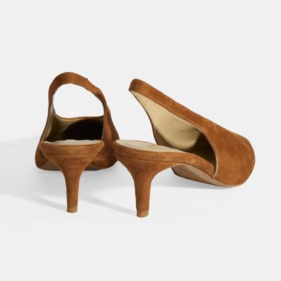 Taba Kadın Süet Slingback Topuklu Ayakkabı