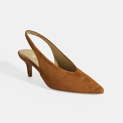 Taba Kadın Süet Slingback Topuklu Ayakkabı