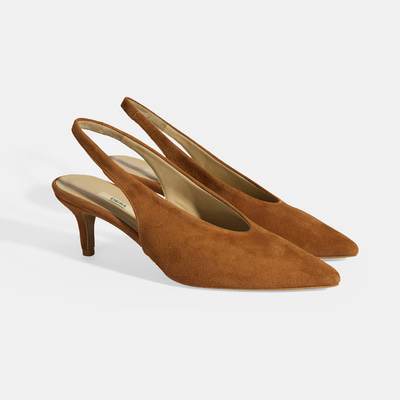 Taba Kadın Süet Slingback Topuklu Ayakkabı