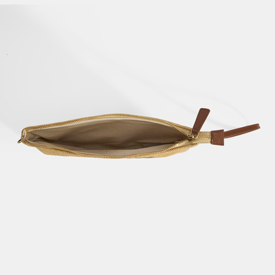 Taba Palmiye Nakışlı Hasır Clutch