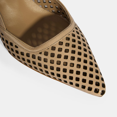 Ten Kadın Perforeli Slingback Deri Topuklu Ayakkabı