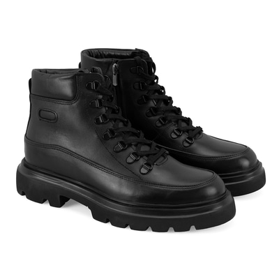 Teora Siyah Erkek Deri Fermuarlı Bot