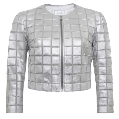 Terra Gümüş Kadın Panelli Deri Ceket