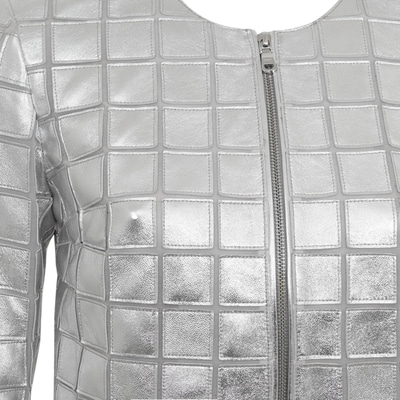 Terra Gümüş Kadın Panelli Deri Ceket