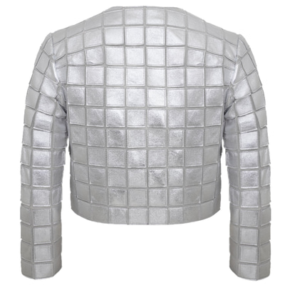 Terra Gümüş Kadın Panelli Deri Ceket