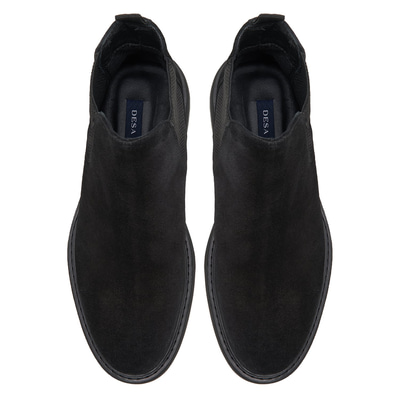 Tina Siyah Erkek Yandan Lastikli Süet Deri Chelsea Bot