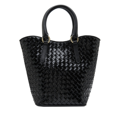 Tulip Siyah Kadın Örgü Deri El Çantası