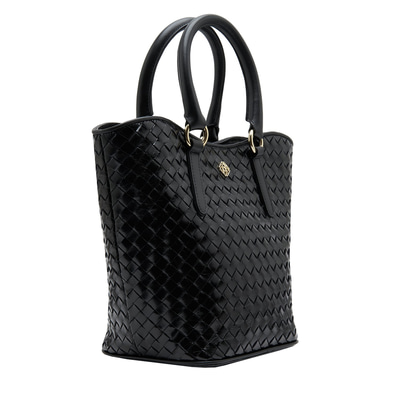 Tulip Siyah Kadın Örgü Deri El Çantası