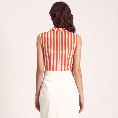 Turuncu Çizgili Kadın Bluz