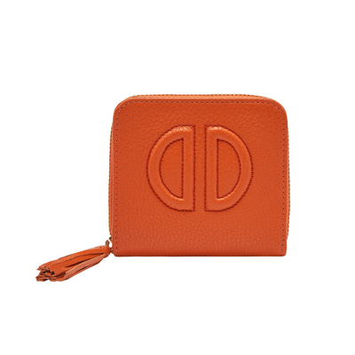 Turuncu D Logolu Kadın Deri Cüzdan