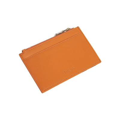 Turuncu Fermuarlı Deri Kartlık