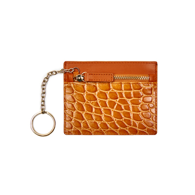 Turuncu Kadın Deri Kartlık