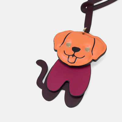 Turuncu Köpek Figürlü Deri Charm
