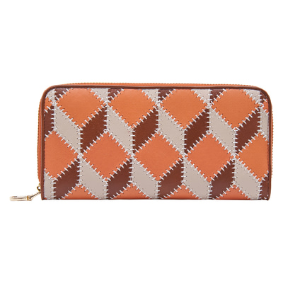 Turuncu Venny Patchwork Deri Cüzdan