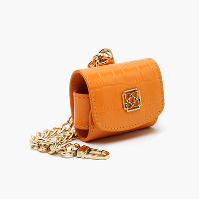 Turuncu Zincir Detaylı Deri Airpods Pro Kılıfı