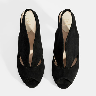 Ursula Siyah Kadın Topuklu DesaComfort Süet Sandalet