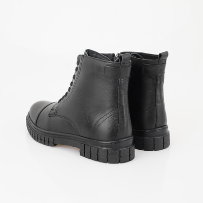 Valentin Siyah Erkek Fermuarlı Deri Bot