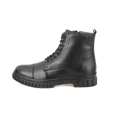 Valentin Siyah Erkek Fermuarlı Deri Bot