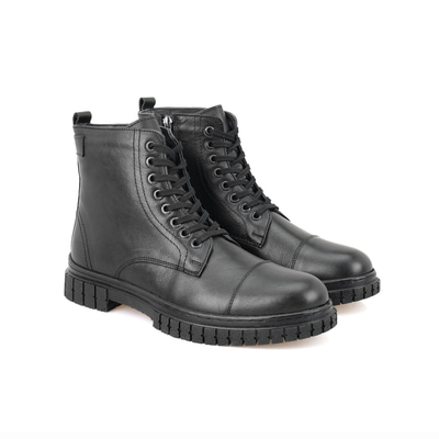 Valentin Siyah Erkek Fermuarlı Deri Bot