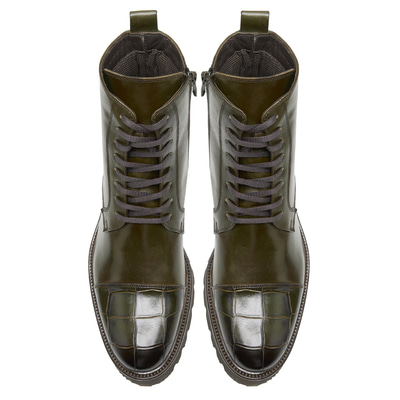 Vena Haki Erkek Kroko Baskılı Deri Bot