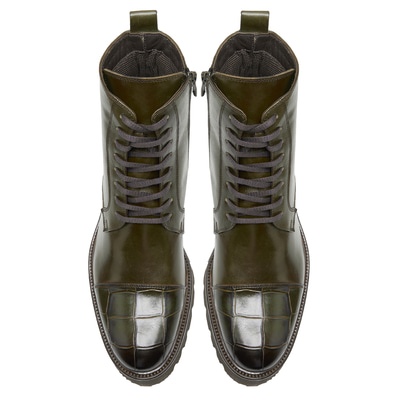 Vena Haki Erkek Kroko Baskılı Deri Bot