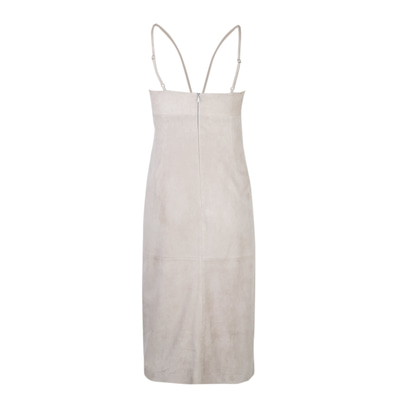 Verona Bej Kadın Nakışlı Süet Deri Elbise