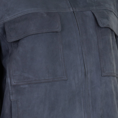 Vitale Gri Erkek Süet Deri Bomber Ceket