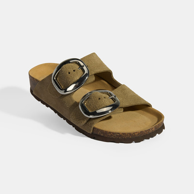 Vizon Kadın Toka Detaylı Süet Terlik