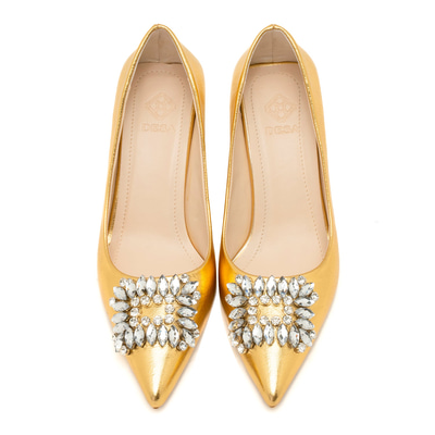 XXXEgzon Gold Kadın Taşlı Stiletto