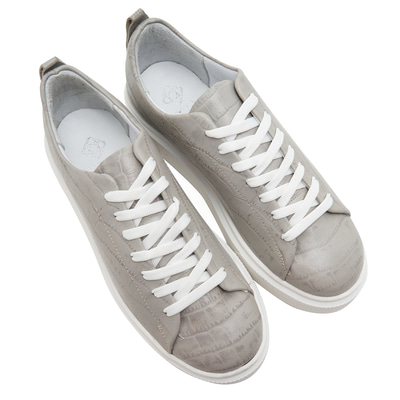 XXXHering Gri Kadın Kroko Baskılı Deri Spor Ayakkabı