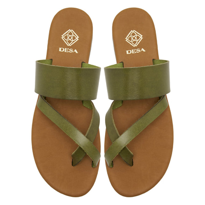 XXXLeila Yeşil Kadın Deri Terlik