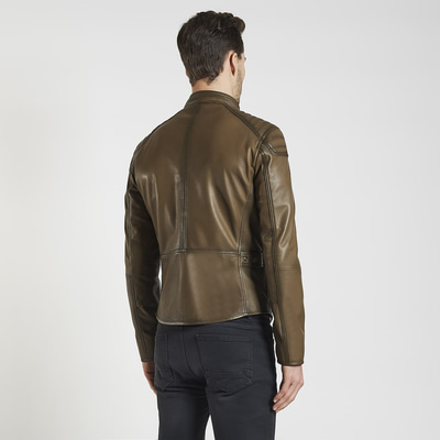 Yeşil Shawn Erkek Deri Mont