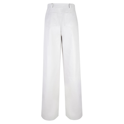 Zelinda Beyaz Kadın Deri Pantolon