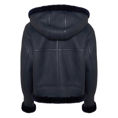 Zoe Lacivert Kadın Kürk Mont