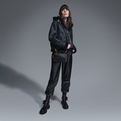 Zoe Lacivert Kadın Kürk Mont